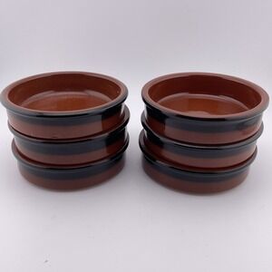 Cermer Ramekins Terracotta Tapas Dishes 6 Brown Black Glazed Ramekins 4.5"